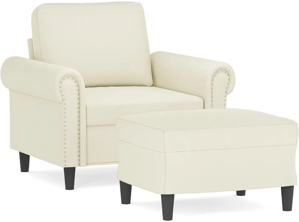 Sofa Krėslas su pakoja, kreminės spalvos, 60cm, aksomas