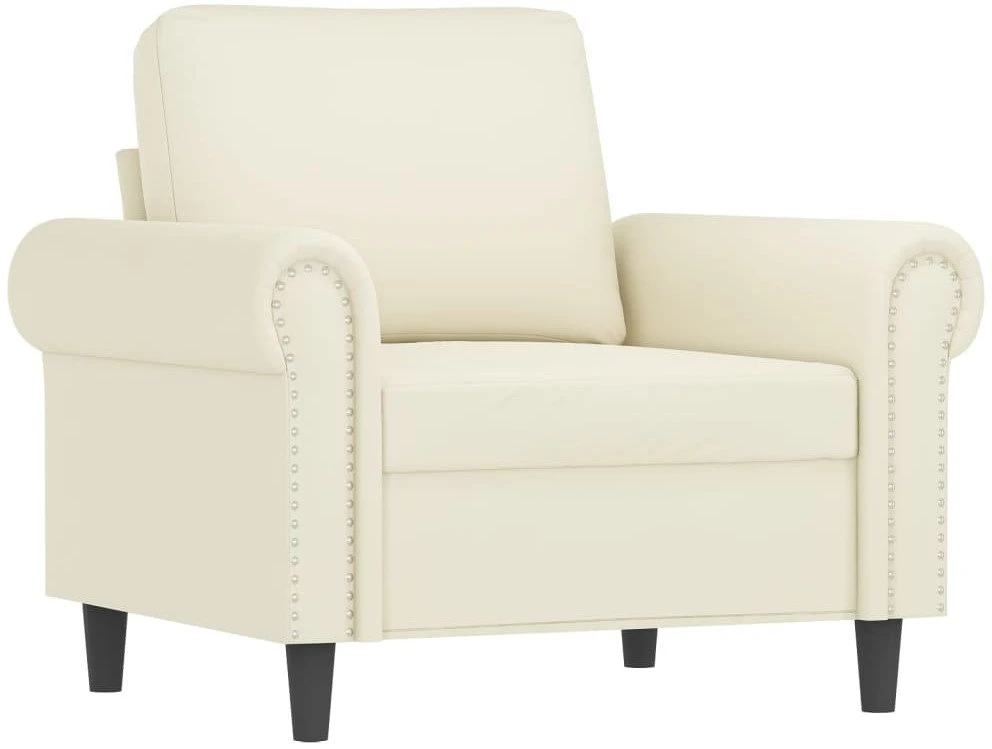 Sofa Krėslas su pakoja, kreminės spalvos, 60cm, aksomas
