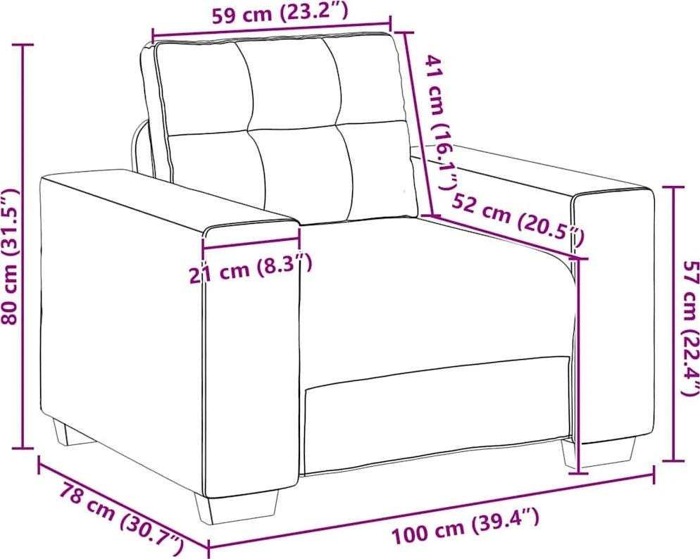 Sofa-kėdė, šviesiai pilka, 100x78x80 cm, audinys