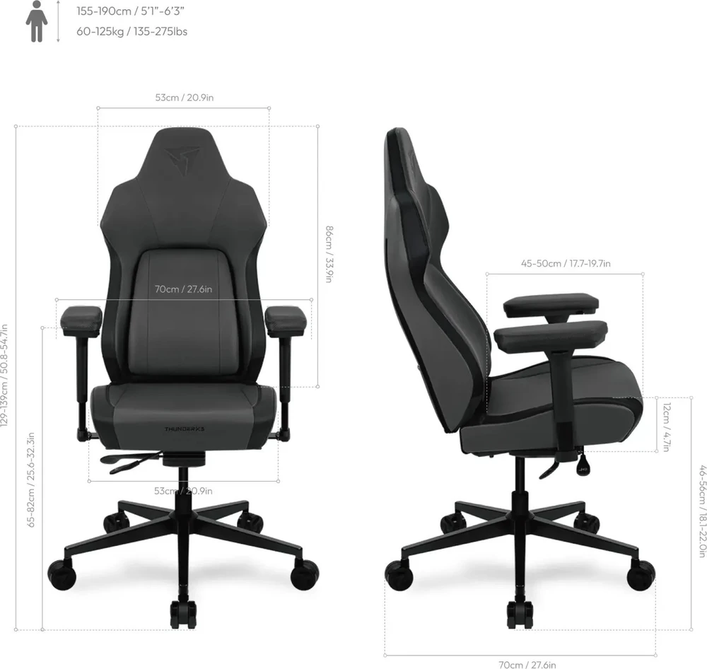 ThunderX3 CORE Smart Ergonomischer Gaming Stuhl – Modern Juodas