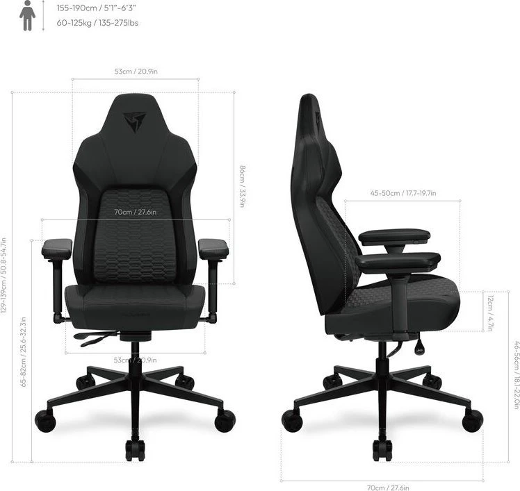 ThunderX3 CORE Smart Ergonomischer Gaming Stuhl – Racer Juodas