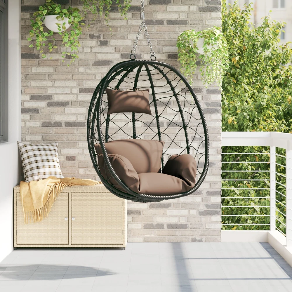 Kabantis kiaušinis poliratanas 91,5 x 54,5 x 107 cm Kavos