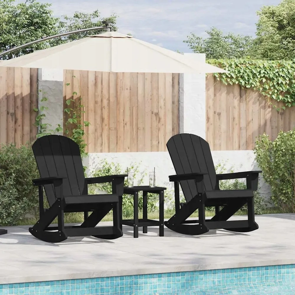 Adirondack sūpynės kėdės 2 vnt. Juoda HDPE