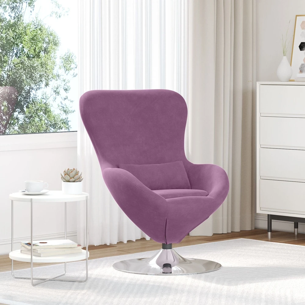 Fotelis Kiaušinio formos krėslas Violetinė Aksomas
