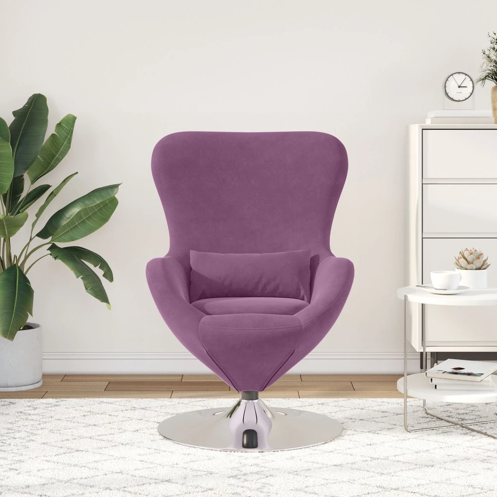 Fotelis Kiaušinio formos krėslas Violetinė Aksomas