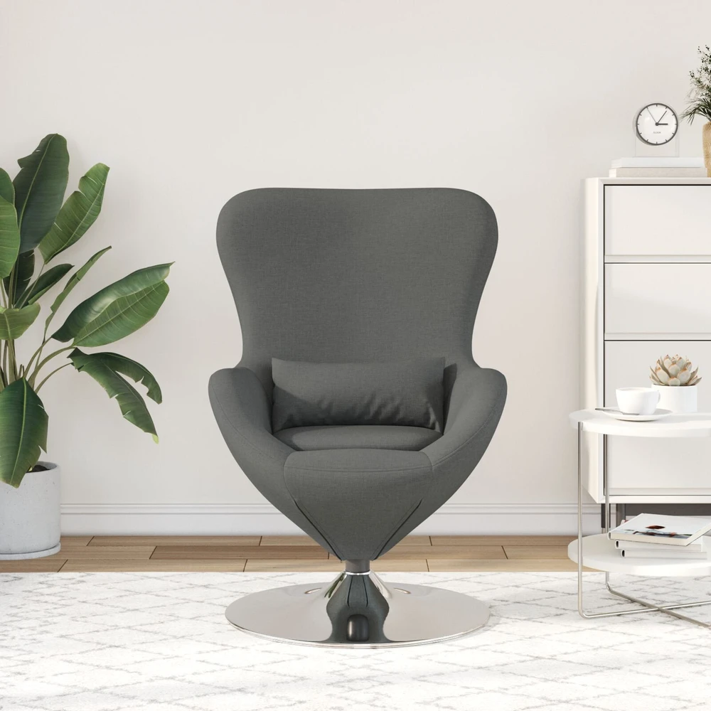 Fotelis Kiaušinio formos krėslas Tamsiai pilka 63 x 73 x 90 cm audinys