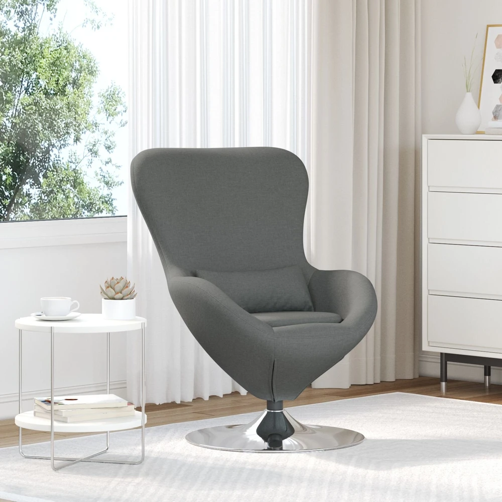 Fotelis Kiaušinio formos krėslas Tamsiai pilka 63 x 73 x 90 cm audinys