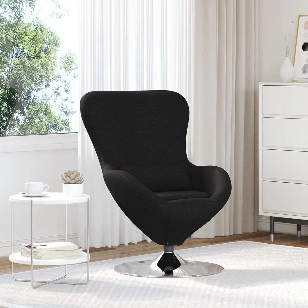 Fotelis Kiaušinio formos krėslas Juoda 63 x 73 x 90 cm audinys