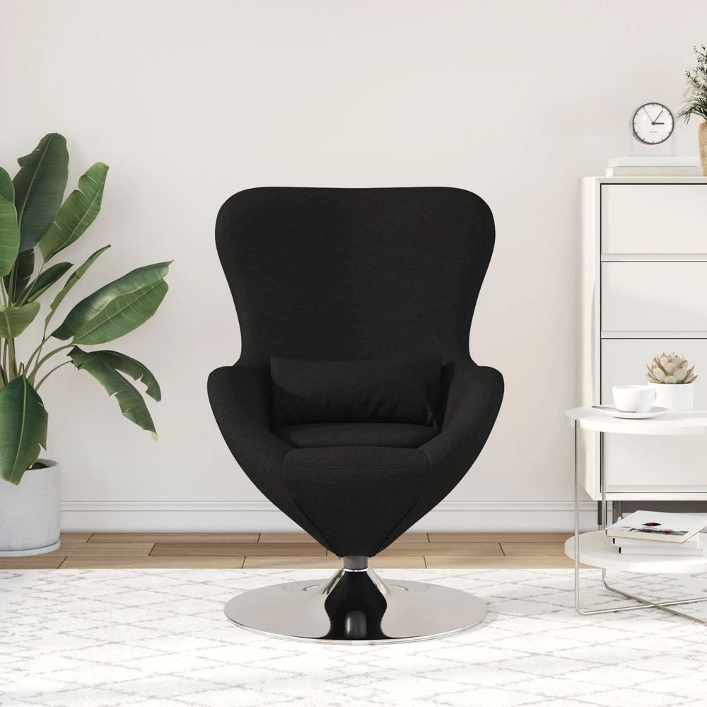 Fotelis Kiaušinio formos krėslas Juoda 63 x 73 x 90 cm audinys