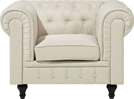 Beliani CHESTERFIELD fotelis, smėlio spalvos
