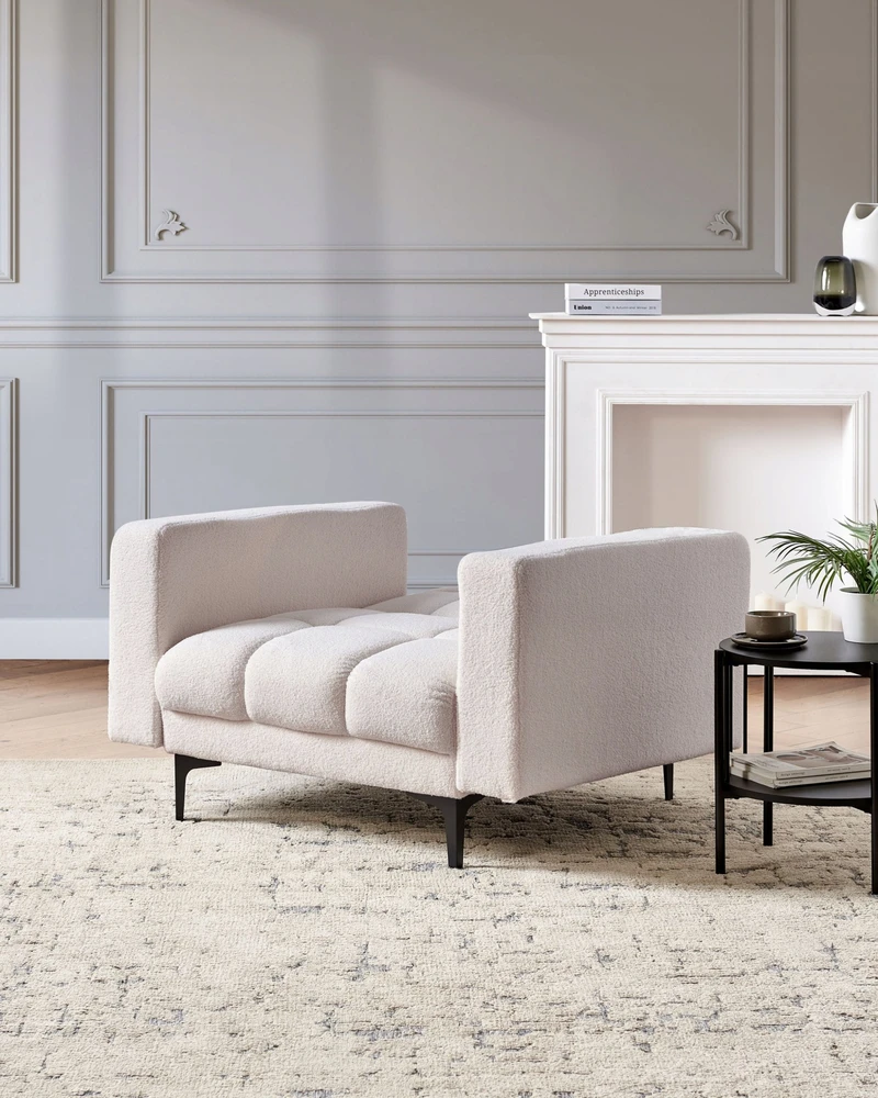 Fotelis Beliani Fotel ALNES Boucle baltas