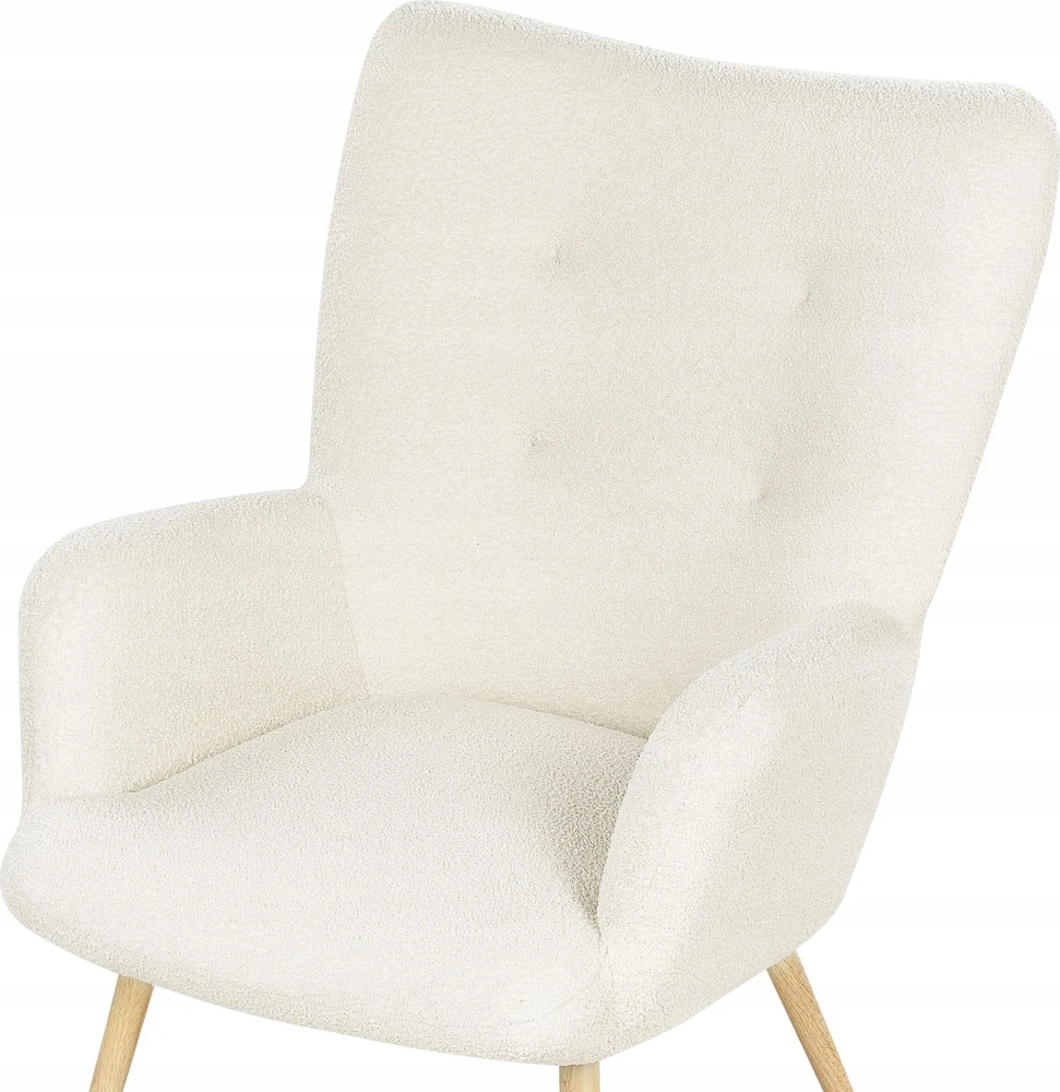 Sofa Beliani Fotel uszak VEJLE su kojų atrama, baltas audinys Boucle