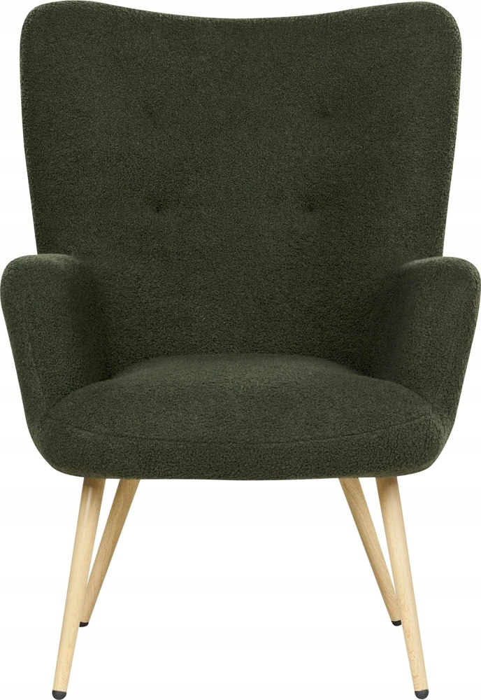 Sofa Beliani Fotelonas VEJLE su kojų atrama, Boucle, tamsiai žalios spalvos