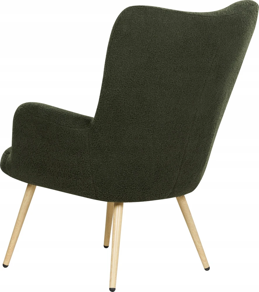 Sofa Beliani Fotelonas VEJLE su kojų atrama, Boucle, tamsiai žalios spalvos
