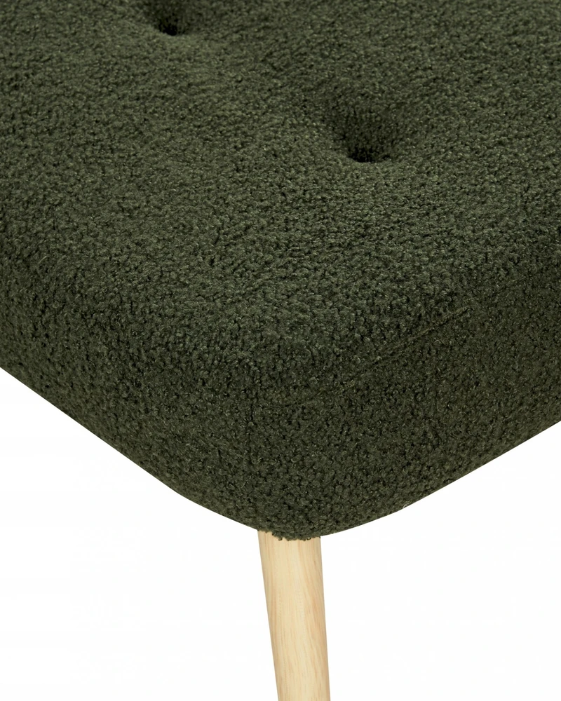 Sofa Beliani Fotelonas VEJLE su kojų atrama, Boucle, tamsiai žalios spalvos