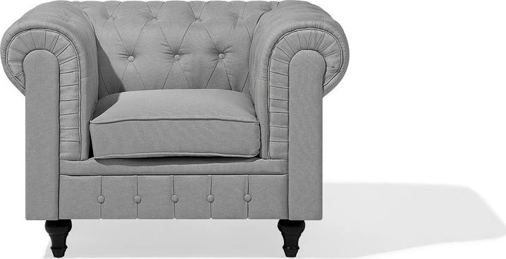 Beliani CHESTERFIELD fotelis šviesiai pilkas