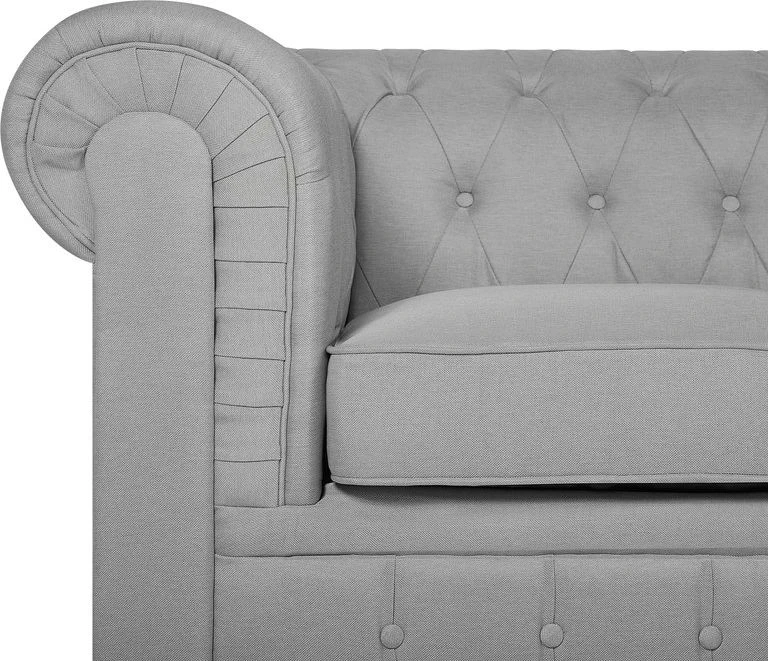 Beliani CHESTERFIELD fotelis šviesiai pilkas