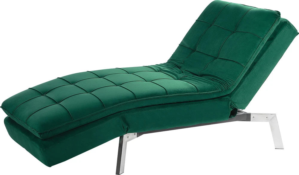 Sofa Beliani Šezlongas LOIRET smaragdinio aksomo