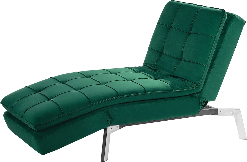 Sofa Beliani Šezlongas LOIRET smaragdinio aksomo