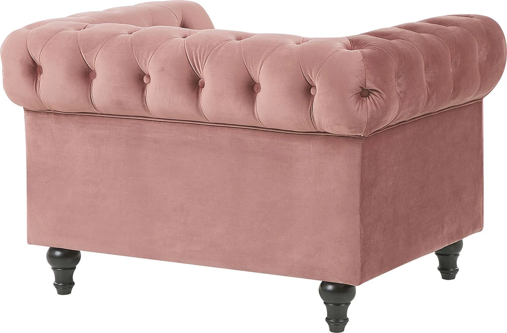 Fotelis Beliani Fotelė CHESTERFIELD veliūrinė rožinė