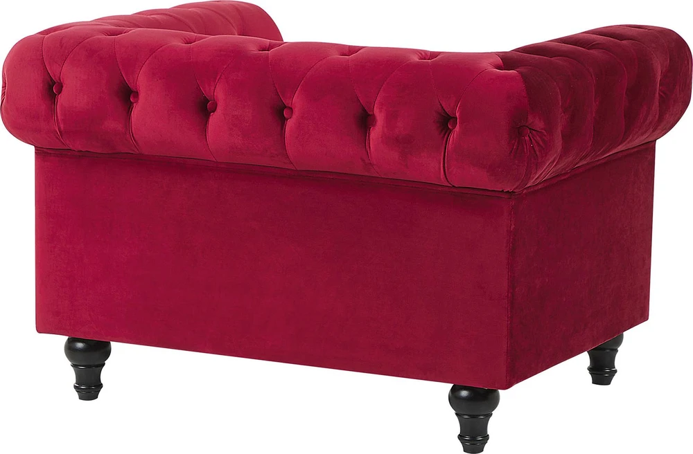 Fotelis Beliani Fotelė CHESTERFIELD aksominė burgundiška