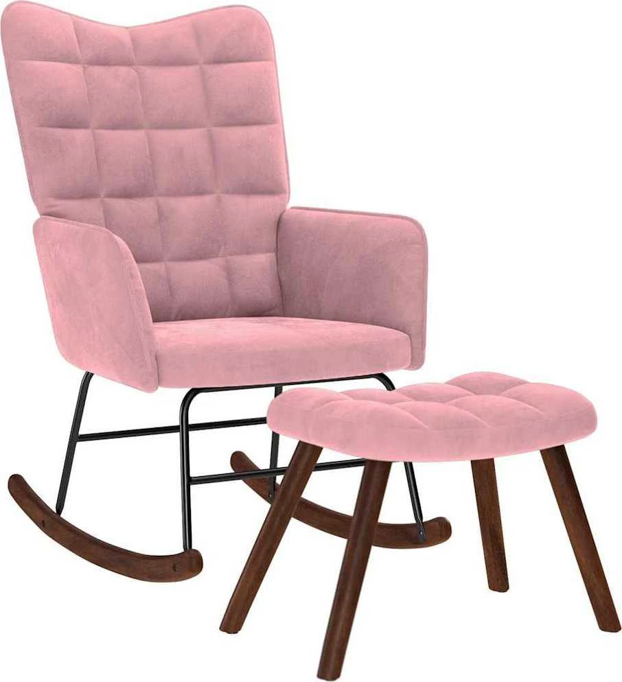 supama kėdė su taburete Rožinė Velvet