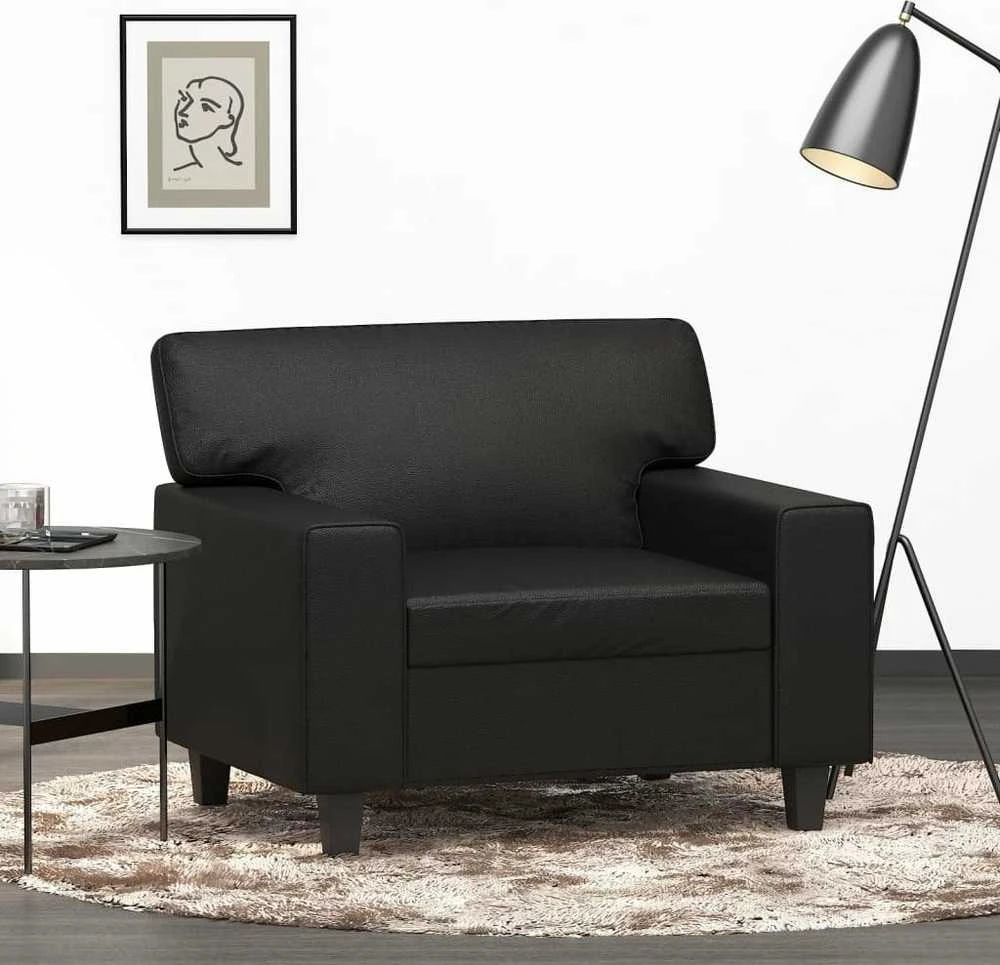 Fotelis Krėslas, juodos spalvos, 60cm, dirbtinė oda
