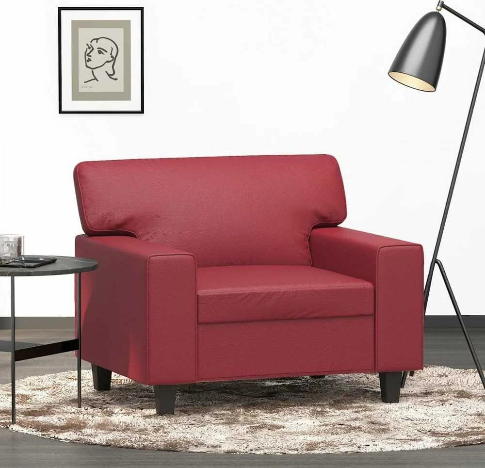 Sofa Krėslas, raudonojo vyno spalvos, 60cm, dirbtinė oda