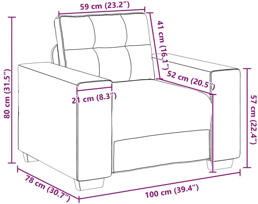 Sofa-kėdė, juoda, 100x78x80 cm, audinys