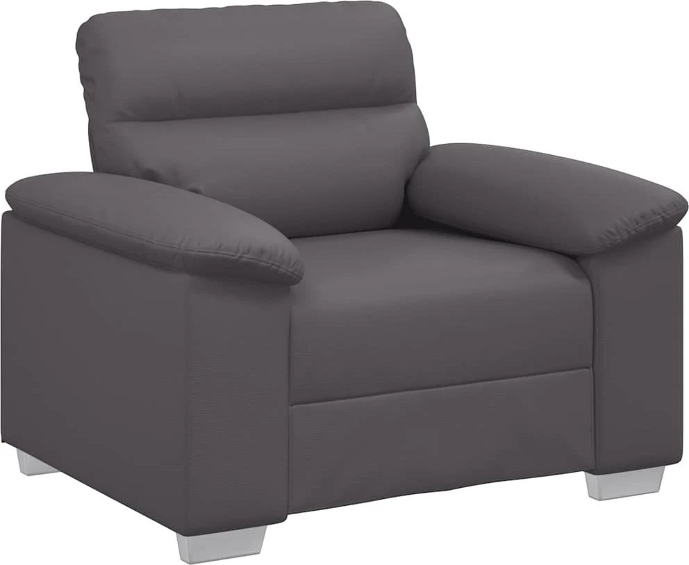 Fotelis Sofa-kėdė, pilka, 100x81x84 cm, dirbtinė oda