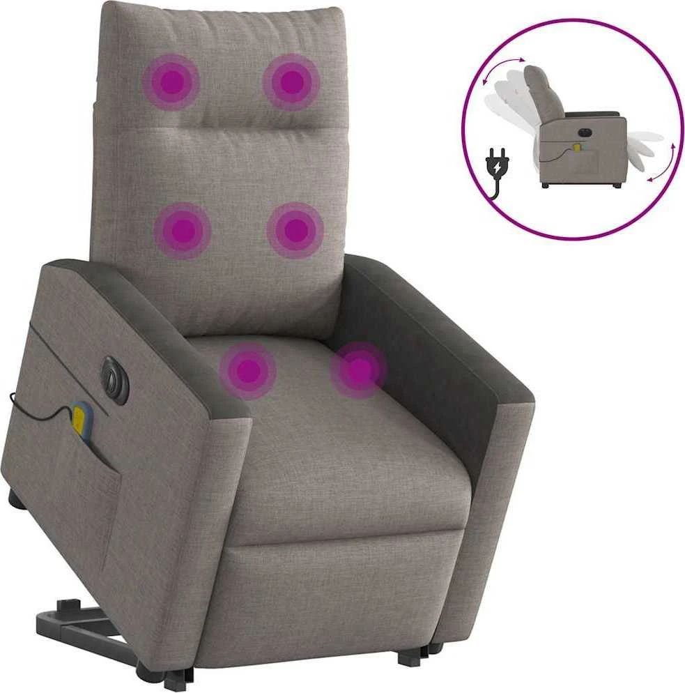 Fotelis Atsistojantis elektrinis masažinis krėslas, taupe, audinys