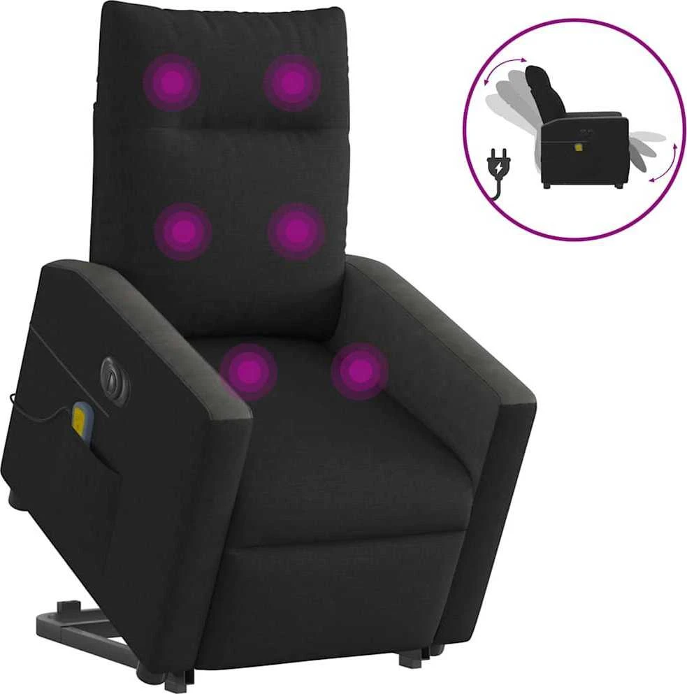 Fotelis Atsistojantis elektrinis masažinis krėslas, juodas, audinys
