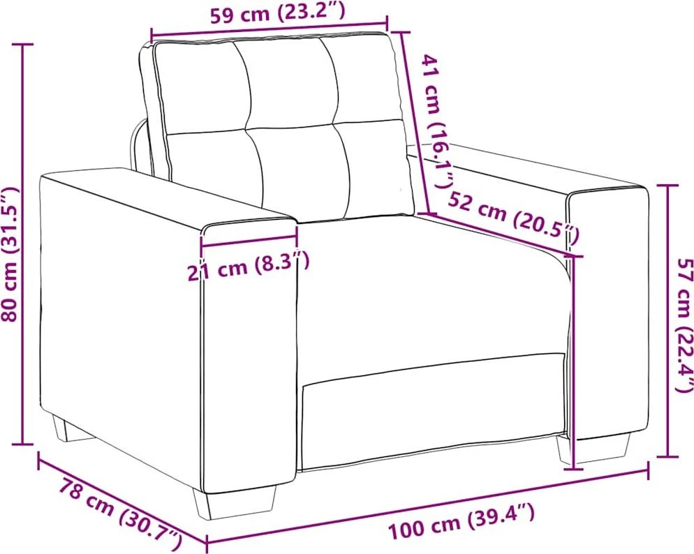 Sofa-kėdė, vyno raudonumo, 100x78x80cm, audinys