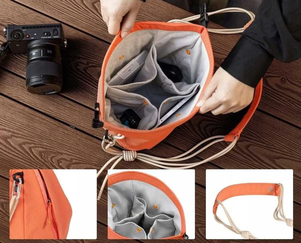 Ulanzi Fotoaparato krepšys per petį telefonui su kamera K&f 5l / Kf13.168 / oranžinis