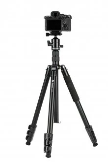 Stovas - Fotopro A5i Aliuminio Stovas Su FPH-55QS Kamuoliniu Galvute 10 Kg Apkrova 205 Cm Aukštis Juodas
