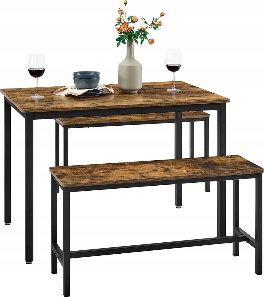 Songmics VASAGLE valgomojo stalo komplektas su 2 suolais, 110 x 70 x 75 cm, KDT070B01