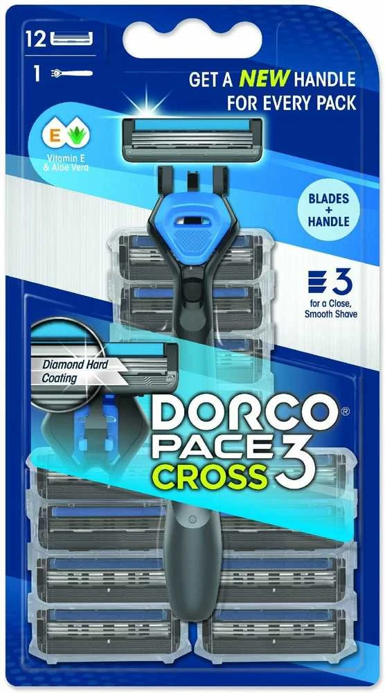 Friendly Organic DORCO Pace3 Cross Men skutimosi skustuvas 3 peiliukai + 12 pakaitinių peiliukų