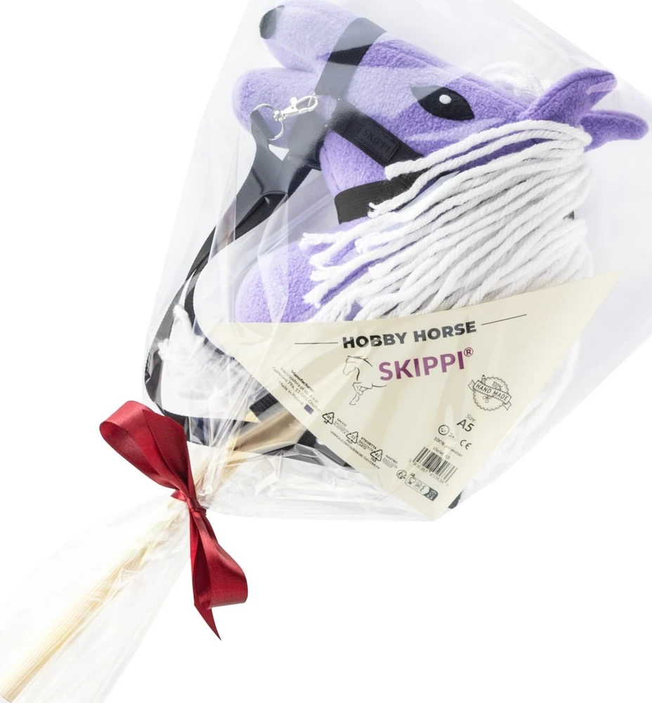 Skippi Rankų darbo žaislinis jojamas arklys su pavadžiu, vaikams nuo 3 metų, violetinis