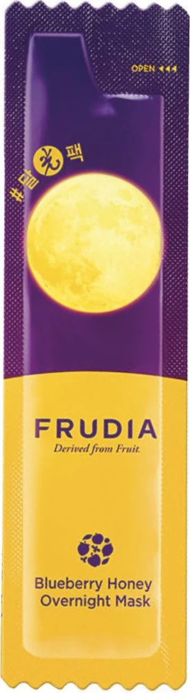 „Frudia Delivered From Fruit“ mėlynių ir medaus drėkinamoji naktinė kreminio kaukė veidui, 5 ml