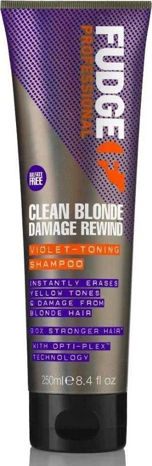 "Fudge Clean Skirtas šviesiems plaukams Damage Rewind" violetinės spalvos tonizuojantis šampūnas 250 ml