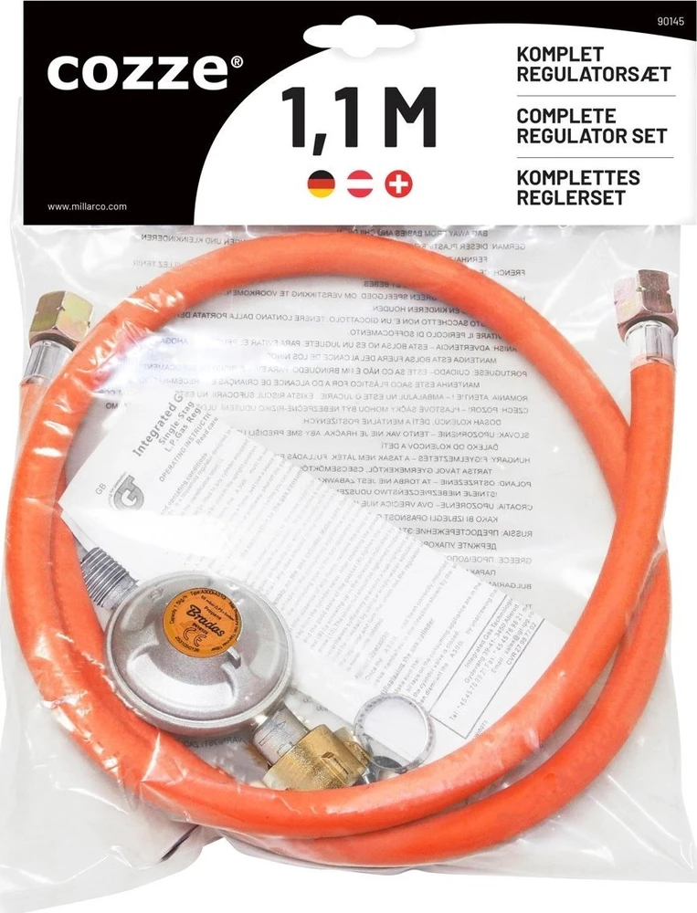 Cookit Reguliatorius ir 1,1 m žarna DE/AT/CH 2x1/4" sriegis