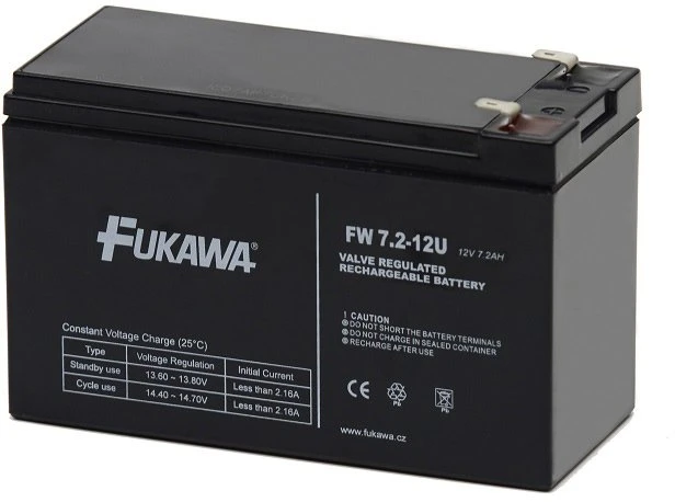 Akumuliatorius - FUKAWA FW 7,2-12 F2U (12V/7,2 Ah - Faston 250), jungtis - 6,3 mm, tarnavimo laikas 5 metai