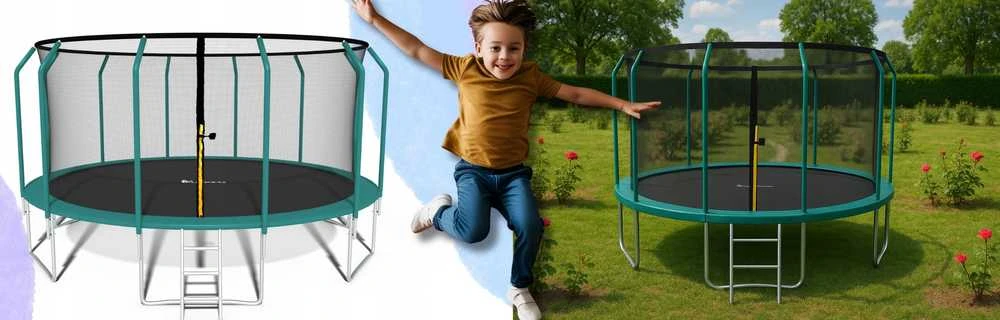 Batutas vaikams FunFit 374 cm su tinklu ir berniuku