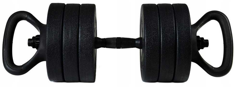 FunFit Bituminiai hanteliai 40 kg 4 viename rinkinys + rankenos