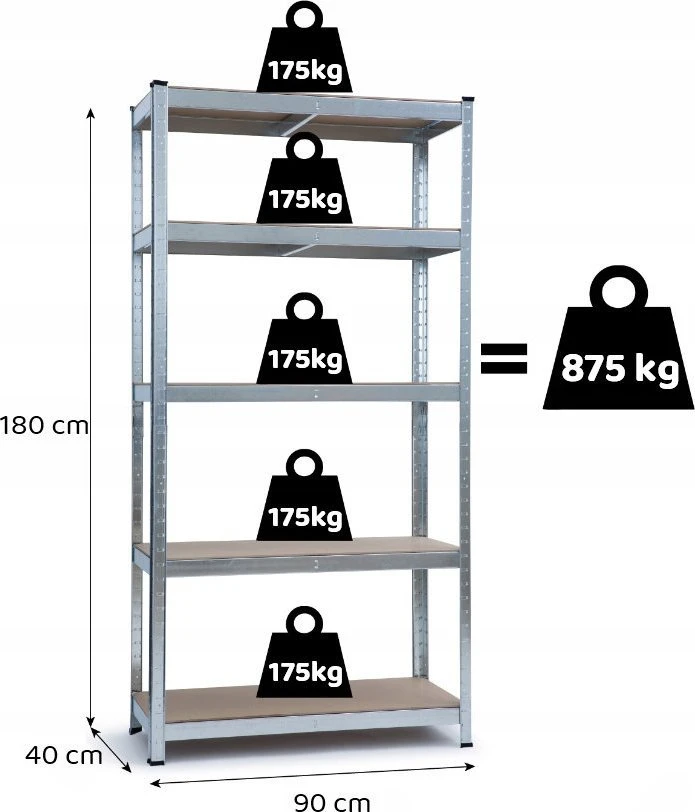 Funfit Metalinė laikymo lentyna 180x90x40 cm