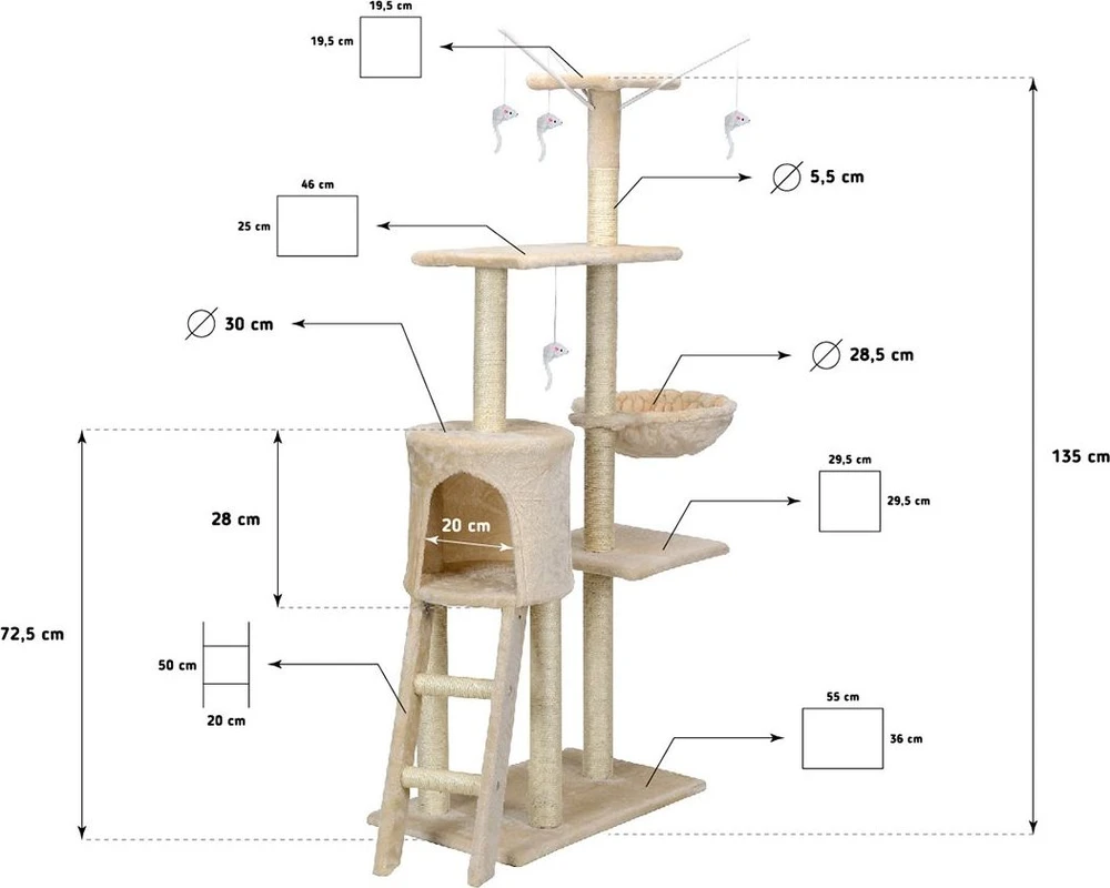 Funfit Cat Scratching Post XL su žaislais (1610)
