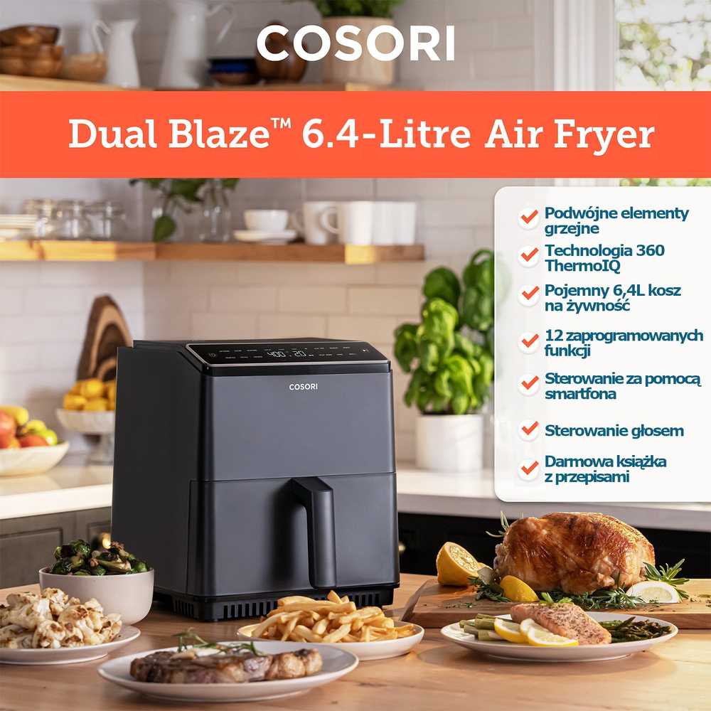 Gruzdintuvė Cosori Dual Blaze airfrier, tamsiai pilka