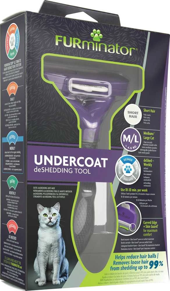 FURminator šukos trumpaplaukėms vidutinių/didelių veislių katėms, sveriančioms nuo 4,5 kg.