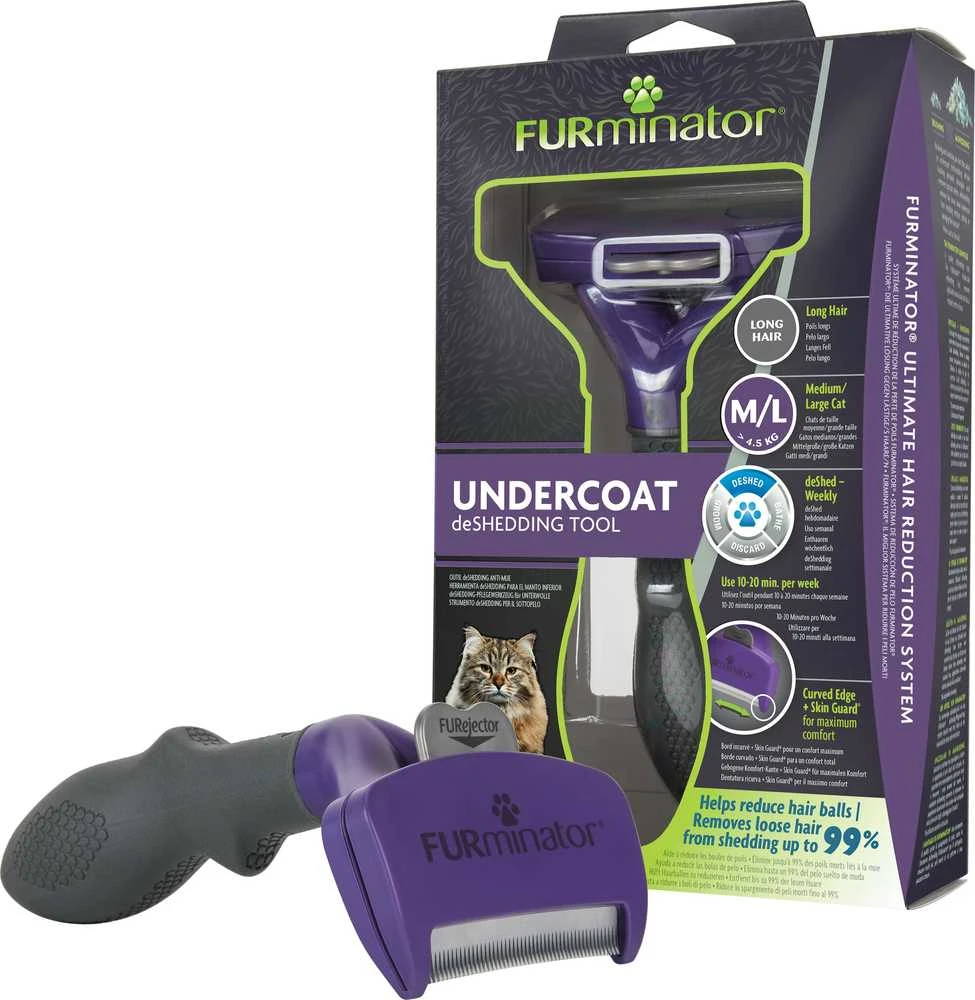 Furminator šukos ilgaplaukėms katėms - M/L