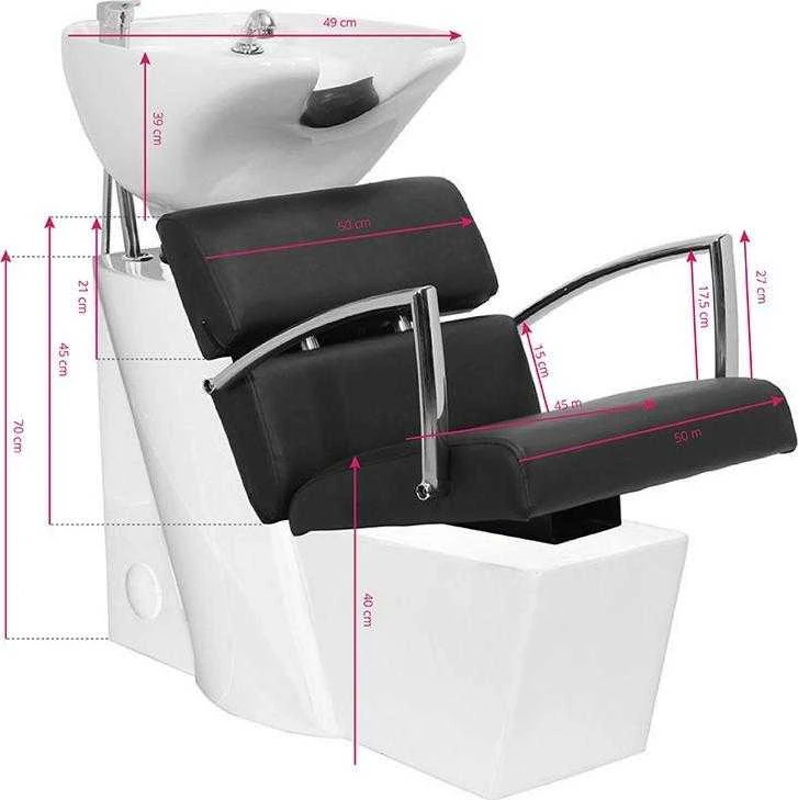 Activeshop Kirpyklos plautuvė GABBIANO PROFESSIONAL HAIRWASHER BRUSSEL Baltas BASE STRIP Juodas SEAT